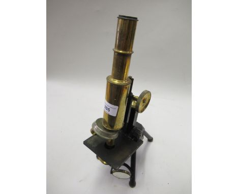 Early 20th Century brass and black japanned monocular microscope by Swift & Son, London 