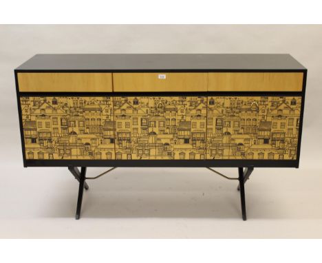 1960's Wrighton ' Cityscape ' sideboard retailed by Heals, (re-finished) 34.5ins high x 5ft wide x 19ins deepThe item is in g