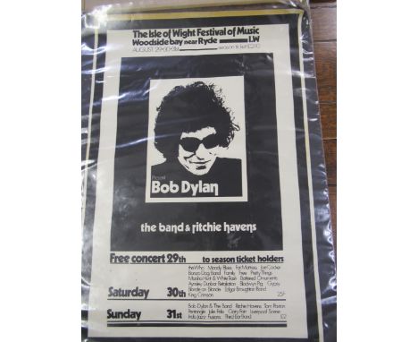 1969 Bob Dylan Isle of Wight festival poster (rolled), 30ins x 20ins approximatelyDoes appear to be original 