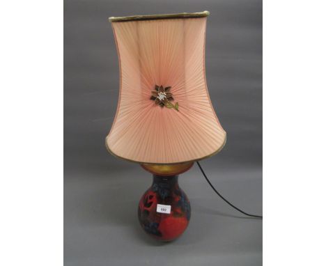 Doulton Sung vase adapted for use as a tablelamp, decorated with stylised flowers, signed A. Eaton, printed and painted marks