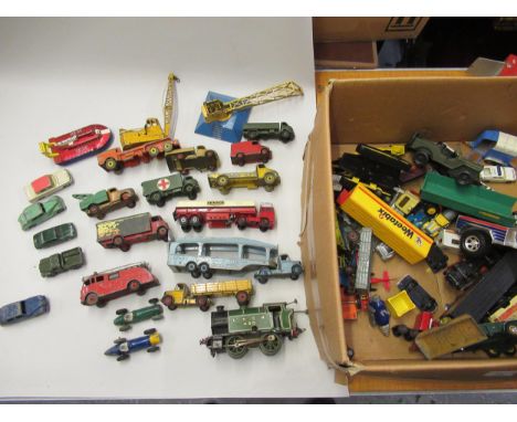 Hornby 0-4-0 clockwork model tank engine, together with a quanttiy of playworn diecast model vehicles etc. 
