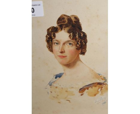 Fred Piercy, signed 19th Century watercolour portrait of a young lady, rosewood framed, some history inscribed verso 