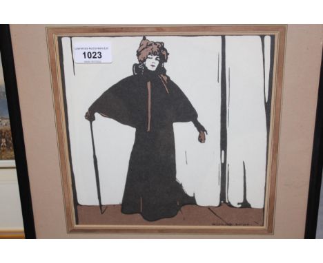 William Nicholson, monochrome lithograph, portrait of Sarah Bernhardt, 8.5ins square 