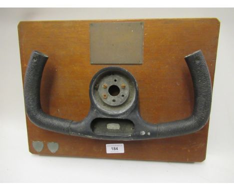 An original vintage RAF Victor Valiant control column yoke, on an Air Cadet interest mahogany mount 