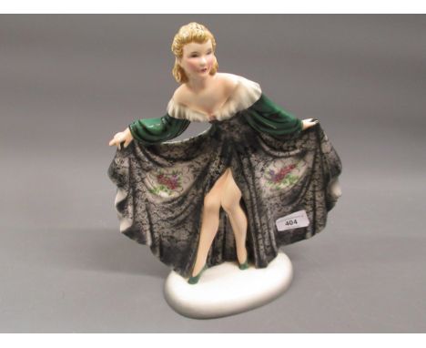 Large Goldscheider Art Deco pottery figure of a dancing girl in floral dress, 13ins high 