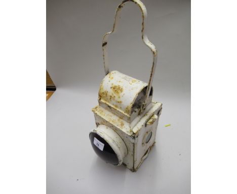 White painted metal railway lamp 