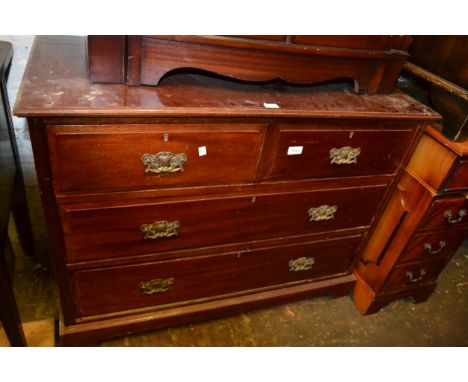 Edwardian mahogany chest of two short and two long drawers with brass handles and bracket feet, 42ins wide 