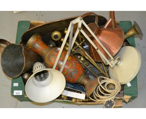 Anglepoise type lamp, copper kettle and other miscellaneous items of metalware 