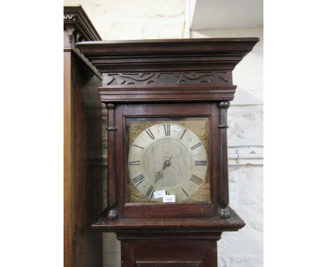 George III oak longcase clock, the square hood above rectangular panel door, the 10.5in brass and silvered dial inscribed Phi