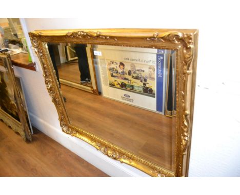 Rectangular gilt moulded bevel edged wall mirror, together with a smaller wall mirror 