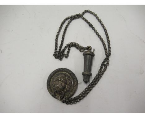 British Army Officer's cross belt chain, lion mask badge and whistle 