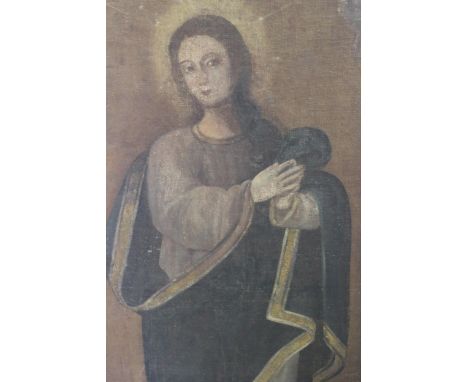 18th / 19th Century Continental school oil on canvas, full length portrait of an angel, 50ins x 28.25ins, unframed (relined) 