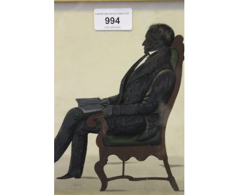 19th Century maplewood framed silhouette portrait of a seated gentleman 