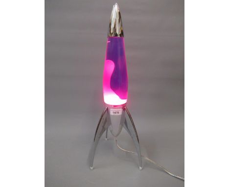 Glass and chromium plated rocket lava lamp by Mathmos 