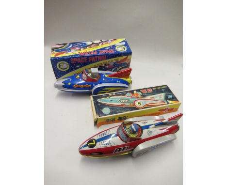 Two Chinese boxed tin plate toys, Space Patrol and flying boat 