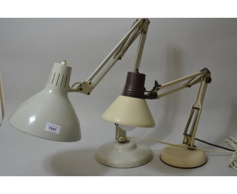 Anglepoise type adjustable table lamp, together with another similar, smaller 