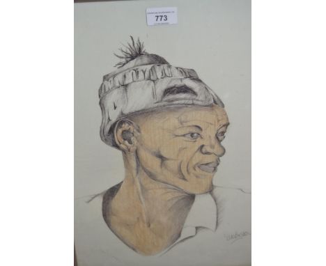 Sam Preston, watercolour, head and shoulder portrait of a man, signed, 16ins x 11ins 