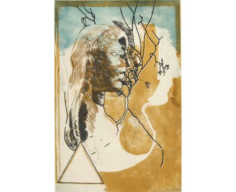 JORGE CASTILLO Pontevedra/Spanien 1933 - tätig in Barcelona, New York und Berlin: Nacktes Paar - Frauenkopf mit floralen Elem