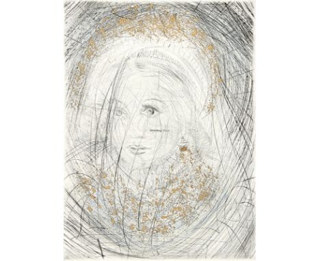 SALVADOR DALI - Werkstatt: Portrait de Marguerite. Blatt 1 zu der Folge „Faust (La Nuit de Walpurgis)“. In Zartblau aquarelli
