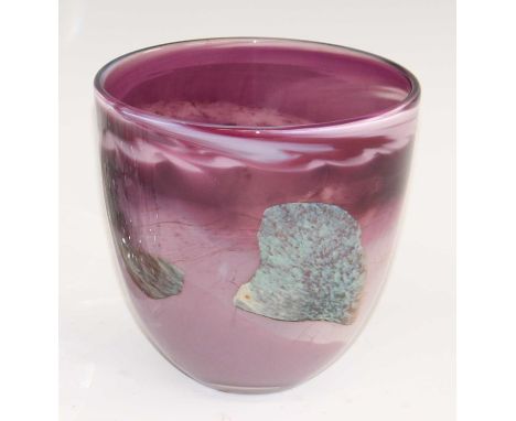 Anthony Stern - Under the Sea, an art glass vase with purple cased and trailing decoration, incised signature verso, h.16.5cm