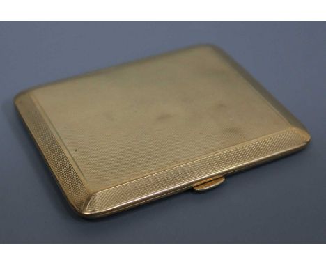 An Art Deco 9ct gold engine turned pocket cigarette case, having rounded corners and faceted edges enclosing personalised ins