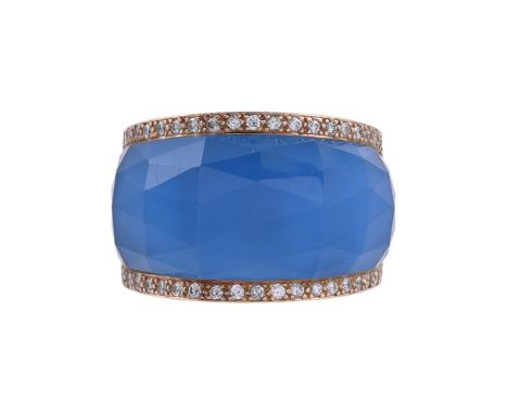STEPHEN WEBSTER, A BLUE CRYSTAL HAZE AND DIAMOND DRESS RING LONDON 1997The facetted blue Crystal Haze panel within a surround