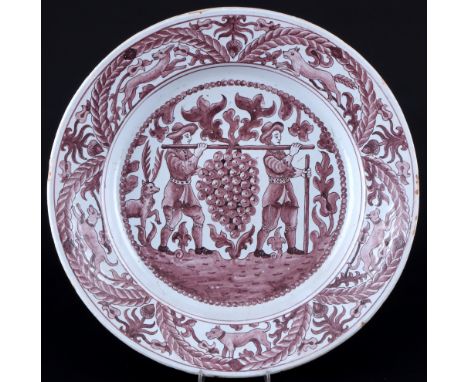 Niederlande 18. / 19. Jahrhundert riesige Prunkschale mit Winzer , huge dutch ceramic bowl,Fayence, Niederlande 18. / 19 Jahr