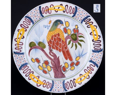 Niederlande 18. / 19. Jahrhundert riesige Prunkschale mit Vogel, huge dutch ceramic bowl,Fayence, Niederlande 18. / 19 Jahrhu