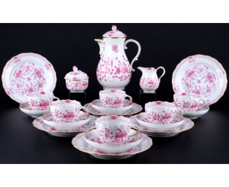 Meissen Indisch Purpur Reich Kaffeeservice für 6 Personen 1.Wahl, coffee service for 6 pers. 1st choice,21-teiliges Porzellan