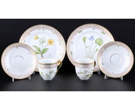 Royal Copenhagen Flora Danica 2 Kaffeegedecke 3597/3573, coffee cups with saucers and dessert plates 1st choice,6-teiliges Po