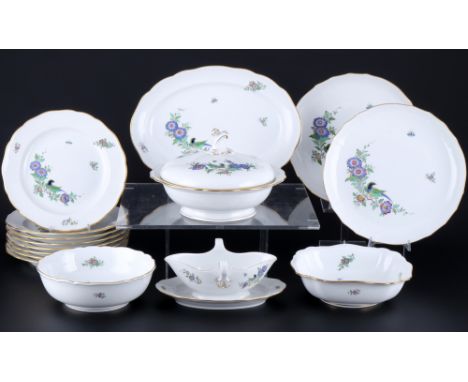Meissen Indische Fels-, Blumen und Vogelmalerei Speiseservice 1. Wahl für 8 Personen, dinner service for 8 pers. 1st choice,1