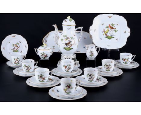 Herend RO Rothschild Kaffeeservice für 8 Personen, coffee service for 8 pers.,31-teiliges Porzellan, Ungarn 20. Jahrhundert, 
