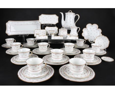 Limoges Gilda Kaffeeservice für 12 Personen, coffee set for 12 pers.,50-teiliges Porzellan, Frankreich, schwarze Bodenmarke, 