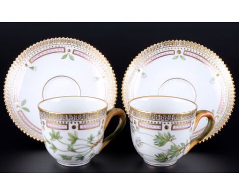 Royal Copenhagen Flora Danica 2 Mokkatassen 3618, mocha coffee cups with saucers 1st choice,4-teiliges Porzellan, Dänemark, m