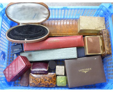 Vintage jewellery boxes and watch boxes including Longines and Roamer