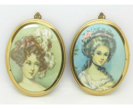 Two oval portrait prints, 114mm x 89mm
