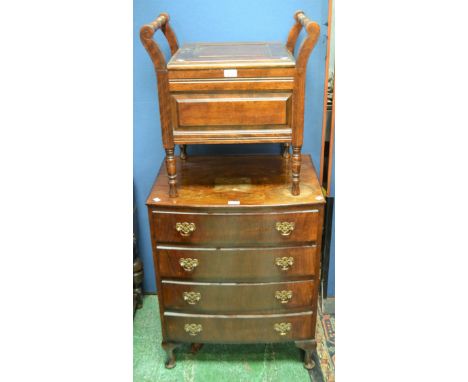 An Edwardian mahogany commode; a 20th century chest of four long drawers (2)