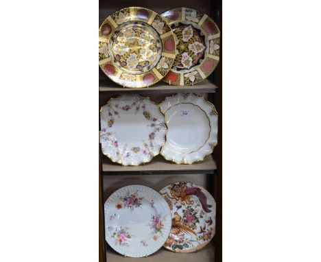 A Royal Crown Derby Royal Antoinette pattern dinner plate, second quality; others, Olde Avesbury, Lombardy, etc, second quali