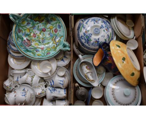 An Art Deco type Staffordshire Tuscan China floral part tea set; a Susie Cooper part coffee set, printed with leaves; a Staff