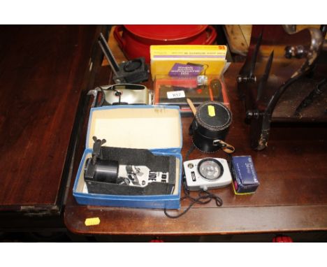 A quantity of various camera equipment; and a Gold Line camera etc.