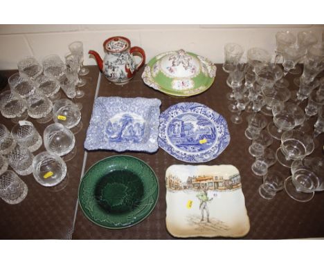 A Mintons floral decorated tureen and cover; a Copeland Spode Italian pattern serving plate; a Royal Doulton "Alfred Jingle" 