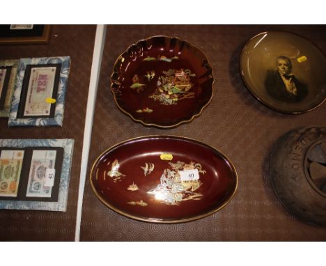 A Carltonware chinoiserie decorated oval dish; and similar bowl
