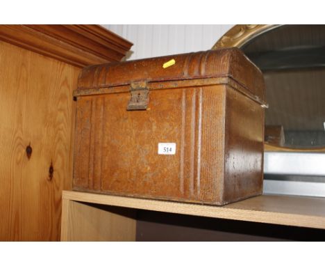 A Japanned metal trunk