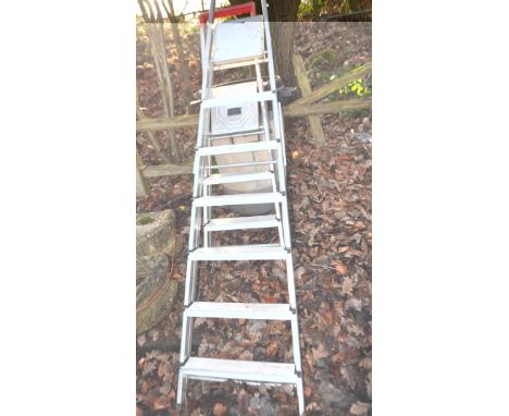 TWO ALUMINIUM STEP LADDERS the largest being 215cm long, Condition report: no obvious damage (2)