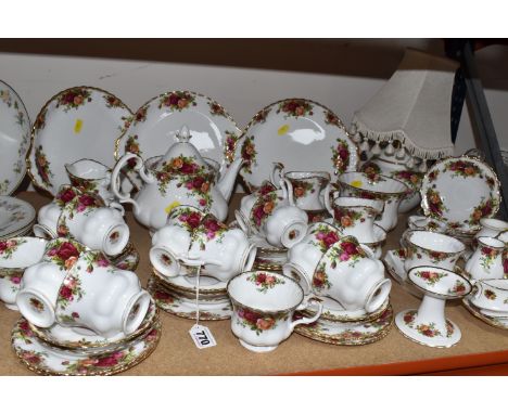 FIFTY-FIVE PIECES OF ROYAL ALBERT OLD COUNTRY ROSES TEA AND GIFTWARES to include a teapot (marked second quality, some areas 