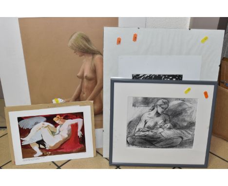 PETER BLAKE (1932-) 'AFTER LEDA AND THE SWAN', a print on card depicting a Blake painting in progress, signed in pencil to th