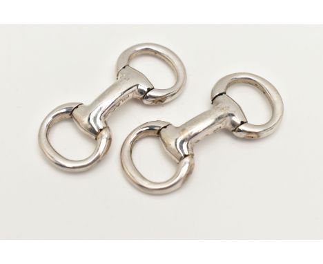 A PAIR OF 'HERMES' CUFFLINKS, a pair of white metal snaffle/horse bit cufflinks, signed 'Hermes' stamped 800 'Made in France'