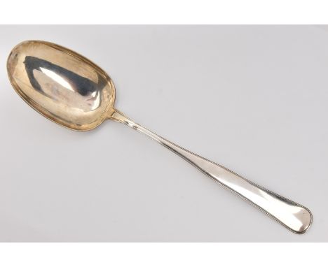 A LARGE DANISH BASTING SPOON, engraved initials to the reverse of the handle, Danish silver control marks, makers mark for Pe
