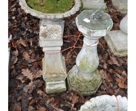 A COMPOSITE SUNDIAL with a green plastic dial along with another column, Condition Report: some paint losses but no obvious d