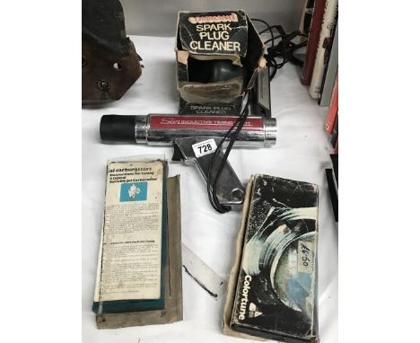 2 Gunson colortune, a spark plug cleaner and Sun inductive timing light,.
